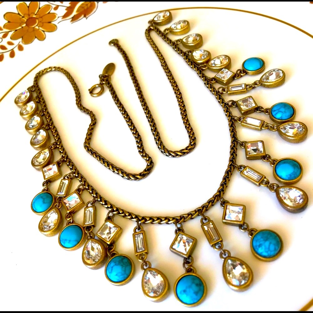 ANN TAYLOR Statement Necklace Dangling Bib